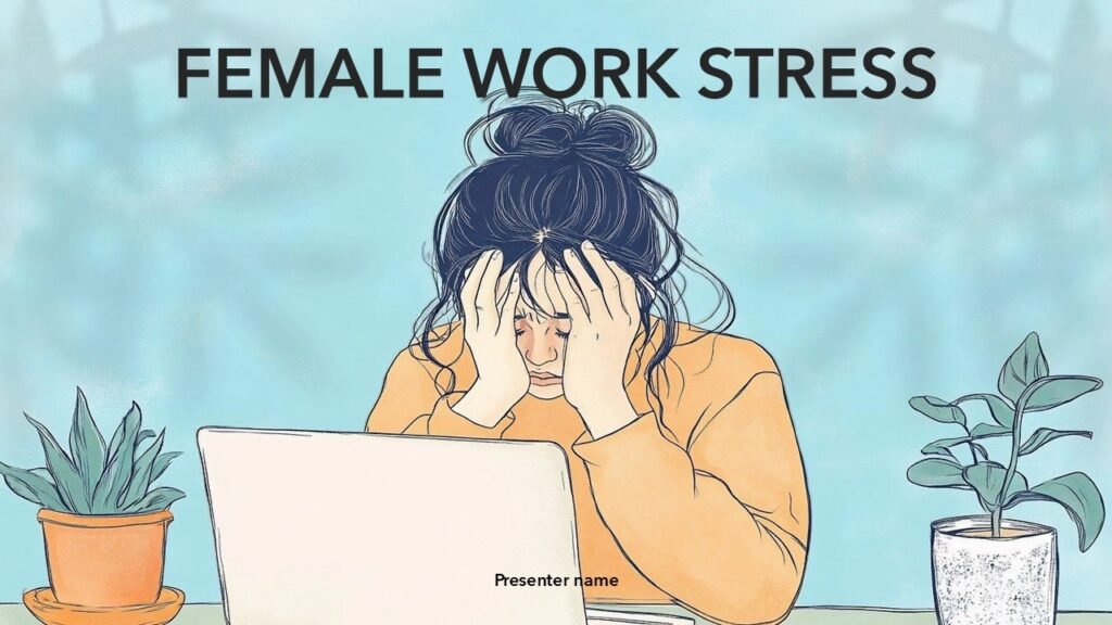 Free Female Work Stress Powerpoint Presentation Template